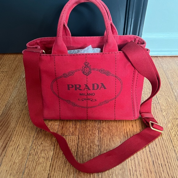 Prada canapa bag small in red / rosso - Picture 9 of 9